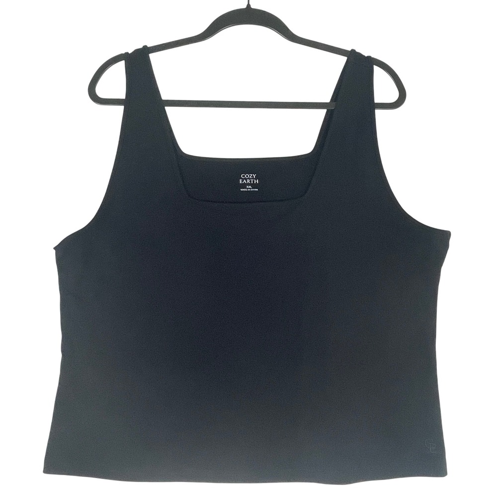 Cozy Earth XXL Black Tank Top Square Neck Sleeveless Soft Stretch Knit